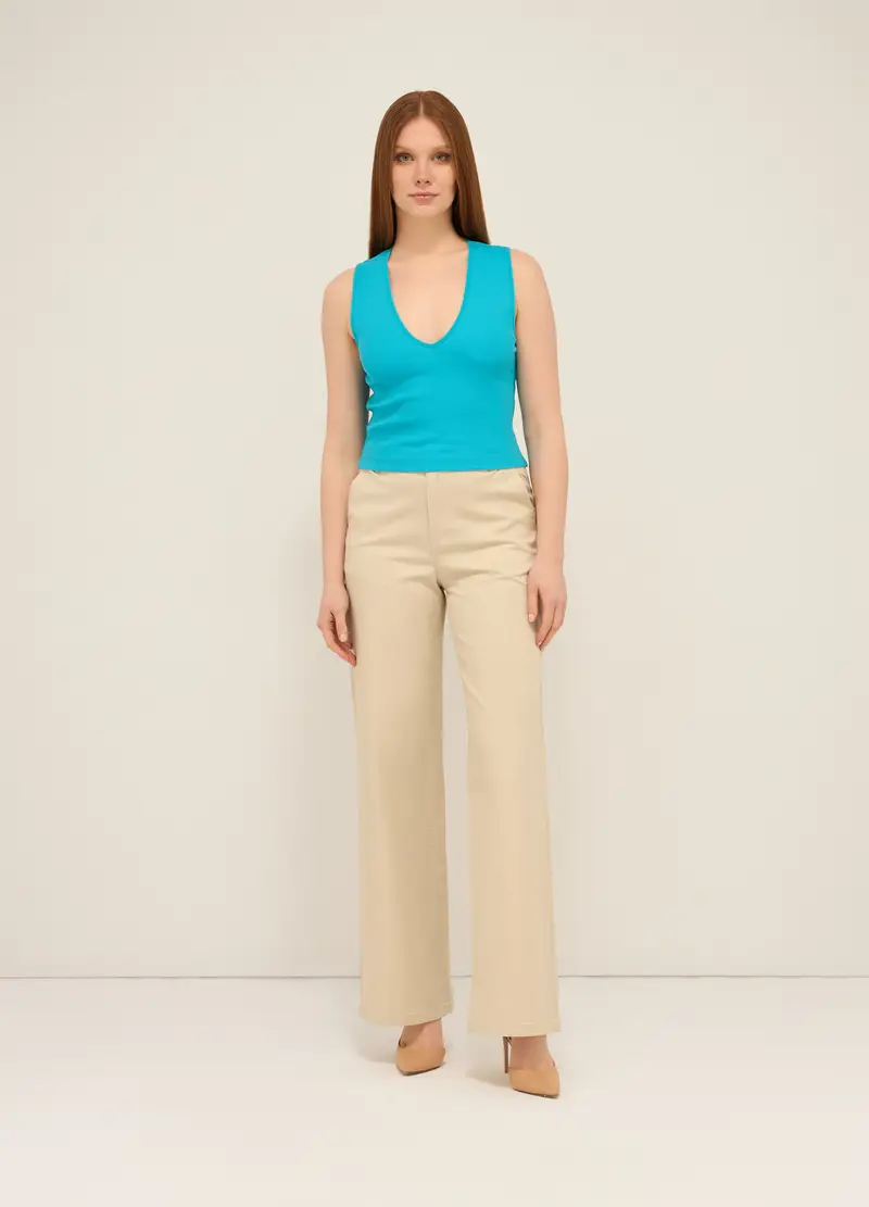 Upim Pantaloni In Cotone Stretch Donna, Bianco avorio