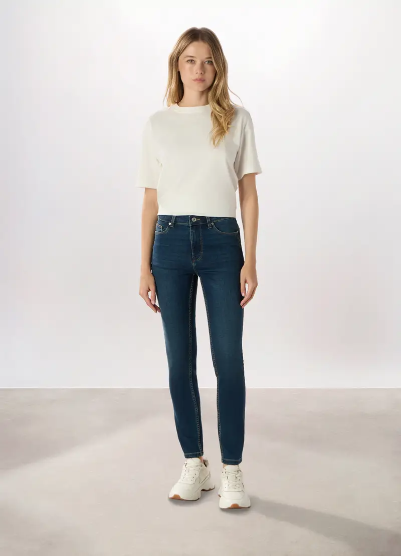 Upim Pantaloni In Cotone Stretch Donna, Blu denim