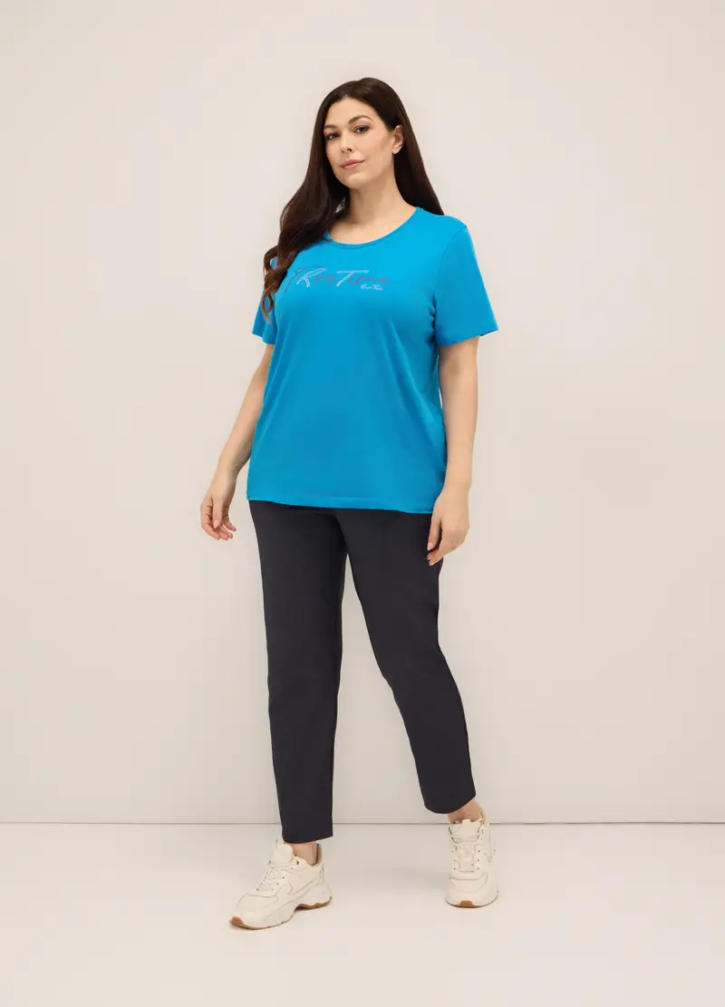 Upim Pantaloni In Misto Viscosa Donna Curvy, Blu scuro