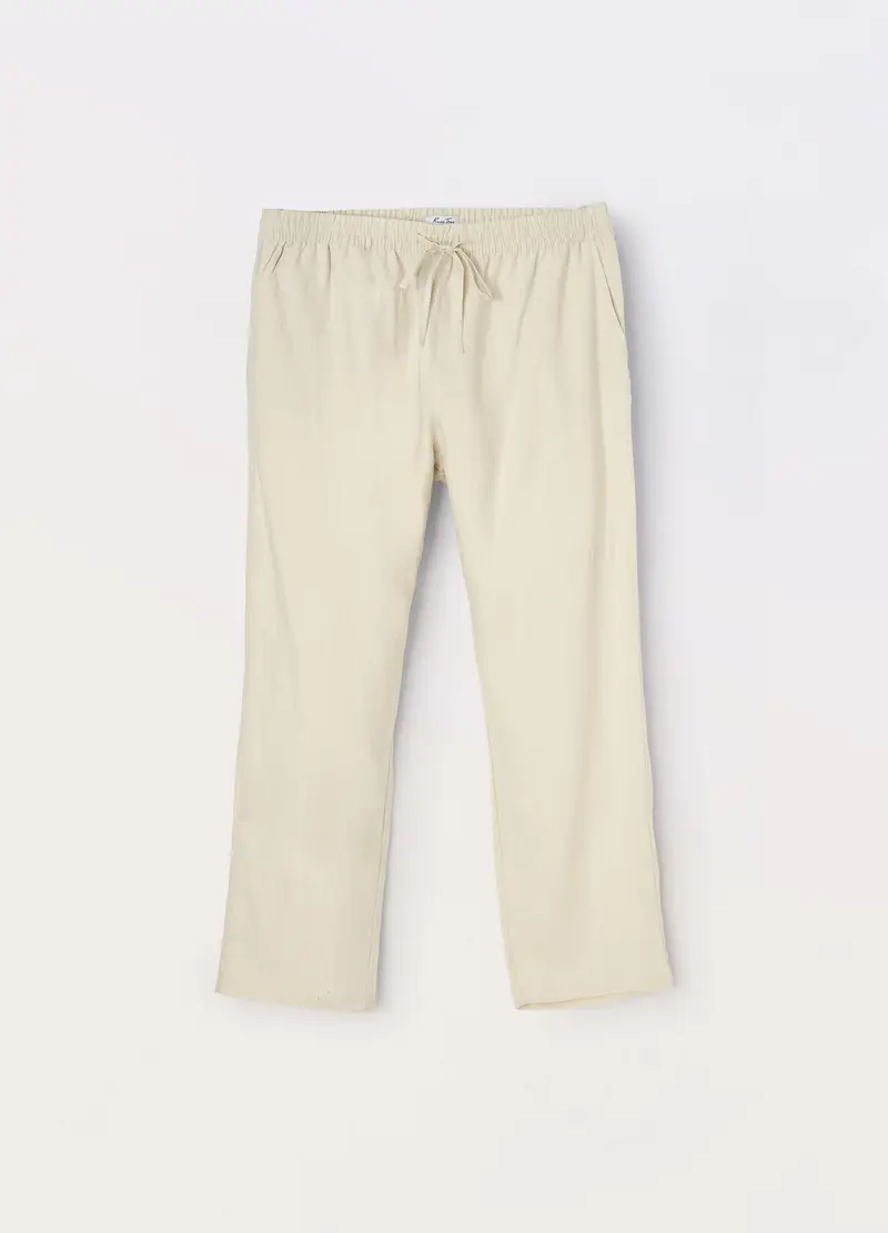 Upim Pantaloni In Puro Lino Donna Curvy, Bianco avorio