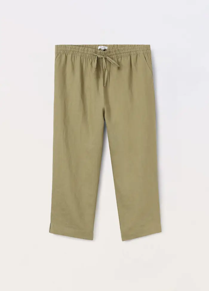 Pantaloni In Puro Lino Donna Curvy, Verde salvia