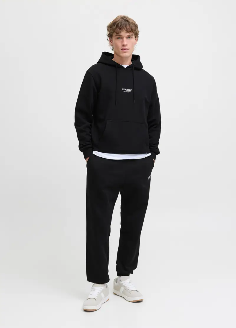 Pantaloni Jogging In Felpa Di Cotone Uomo, Unisex, Nero