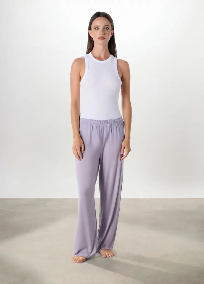 Upim, Pantaloni Lunghi Pigiama In Jersey Stretch Donna, Viola lilla, Taglia: S