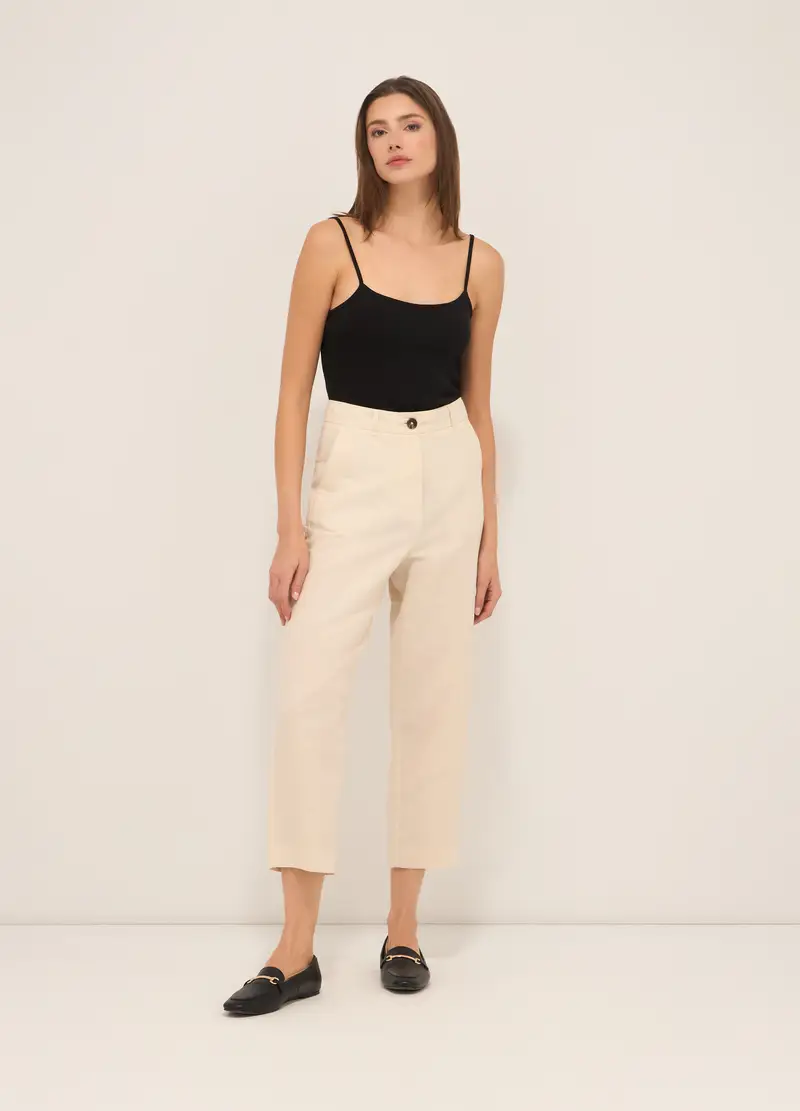 Upim Pantaloni Misto Lino, Donna, Beige chiaro