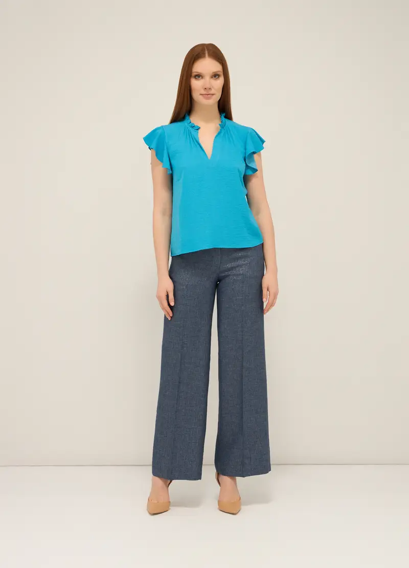 Upim Pantaloni Palazzo Misto Lino Donna, Blu Bluette