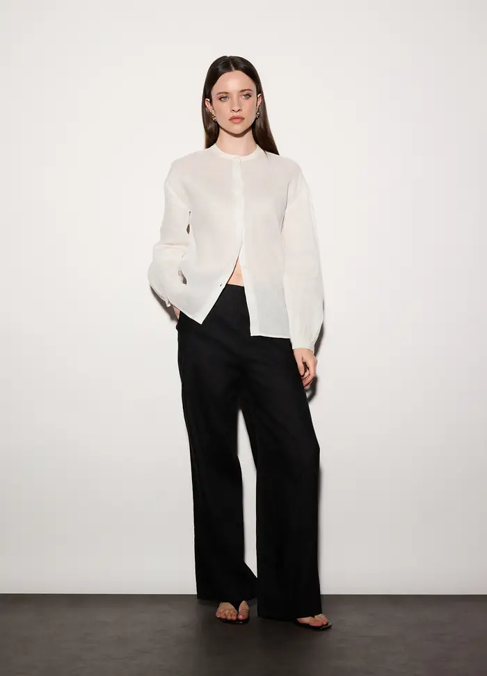 Upim Pantaloni Regular Fit In Puro Lino Donna, Unisex, Nero