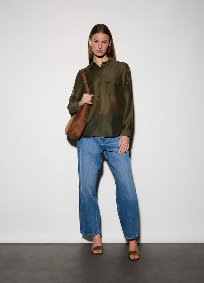 Pantaloni Wide Leg In Denim Donna, Unisex, Blu denim