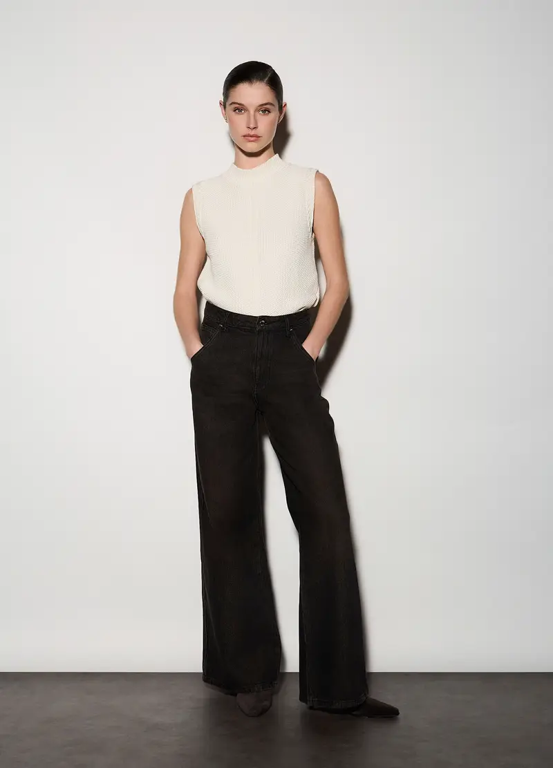 Upim Pantaloni Wide Leg In Denim Donna, Unisex, Marrone scuro