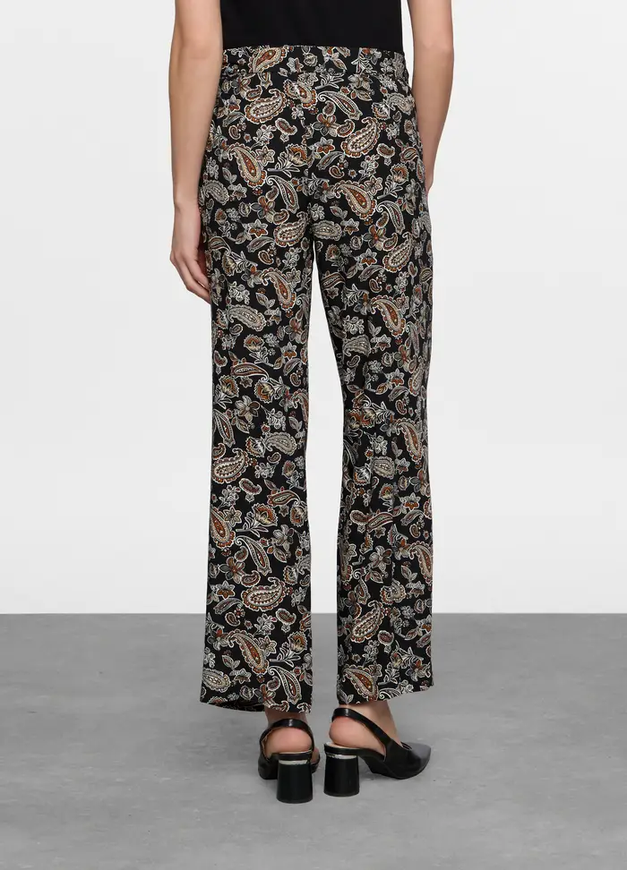 Pantaloni Wide Leg In Pura Viscosa Donna, Nero