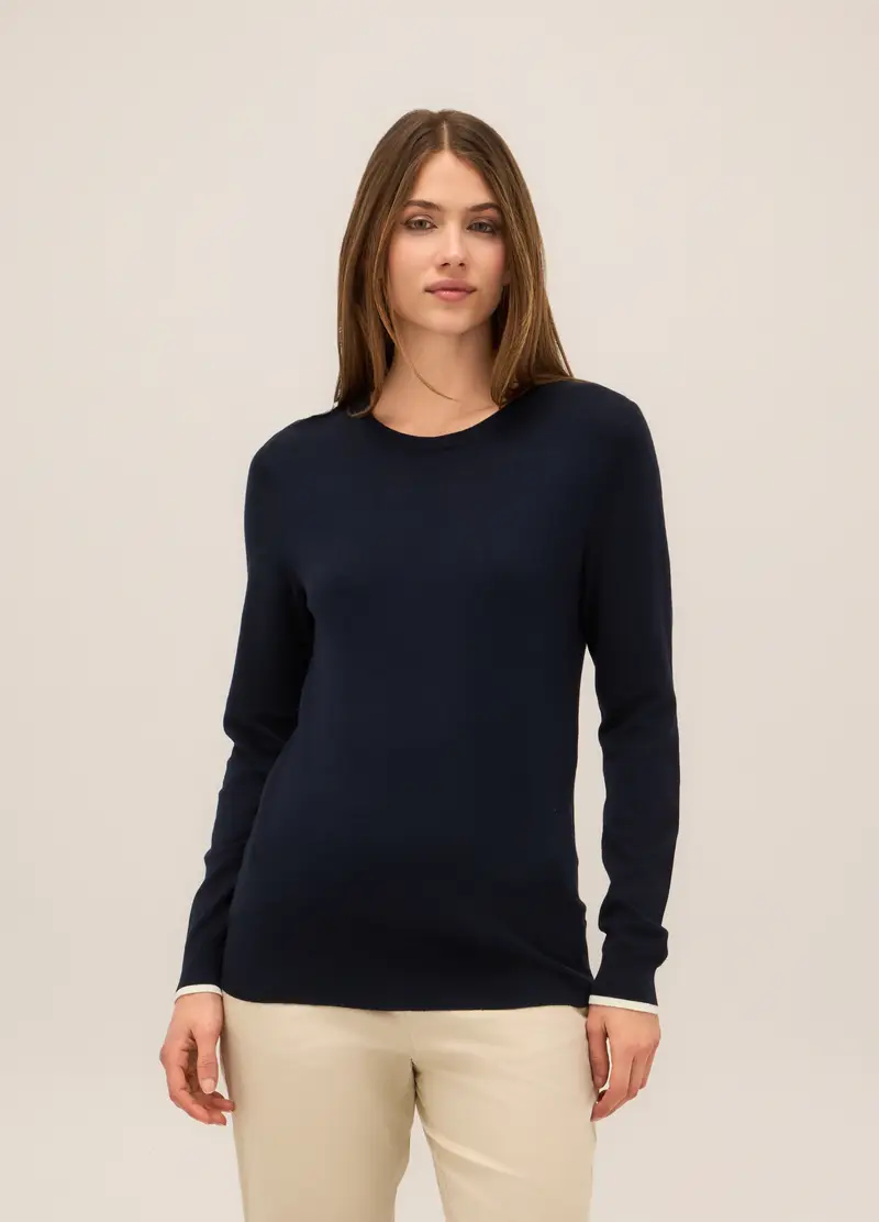 Upim Pullover Tricot Misto Viscosa Donna, Blu navy