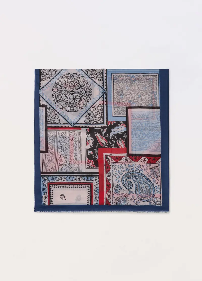 Upim Sciarpa Con Stampa Donna, Blu Bluette