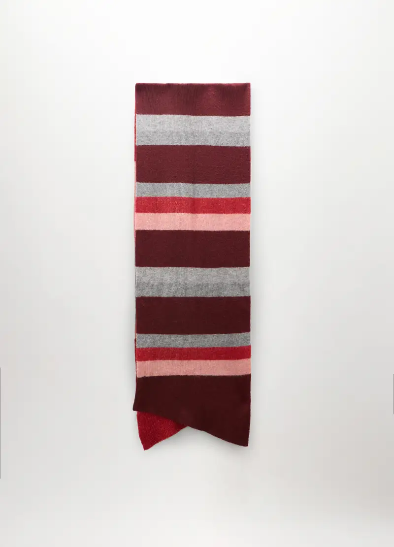 Sciarpa Tricot A Righe Donna, Rosso fragola