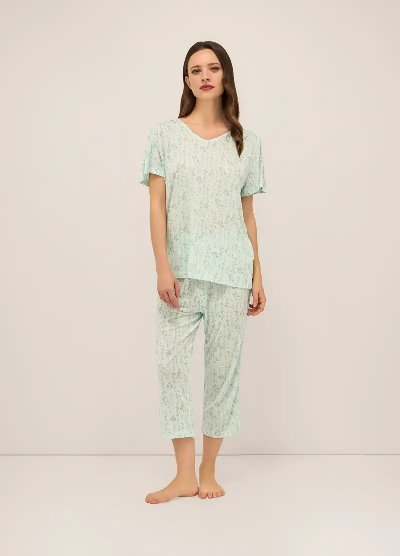 Upim Set Pigiama In Pura Viscosa Donna, Verde acqua