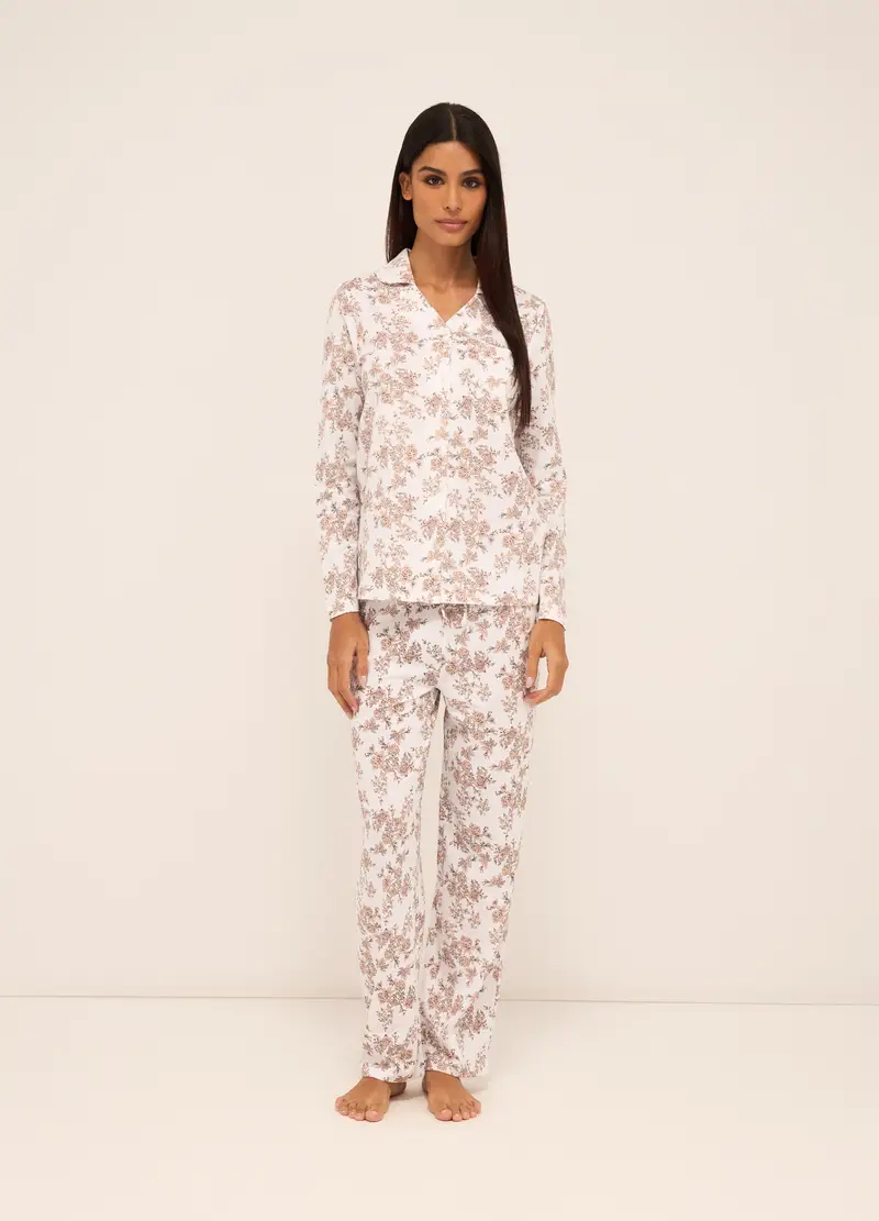 Upim Set Pigiama In Puro Cotone Donna, Bianco