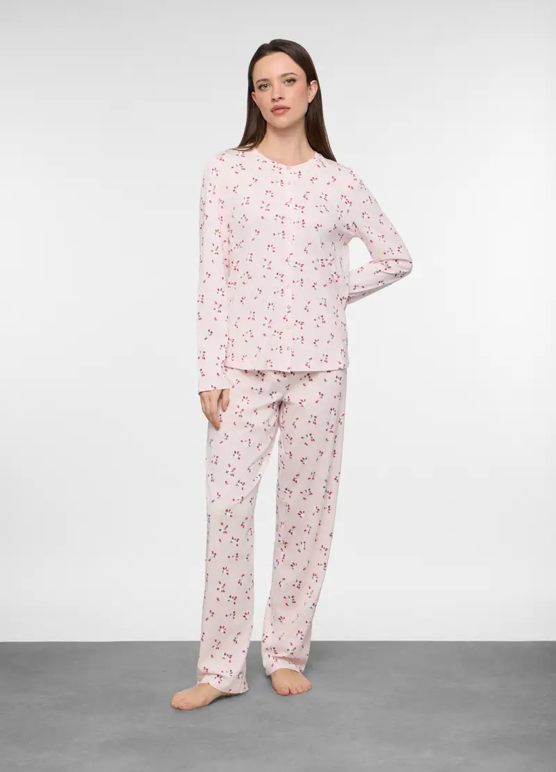 Upim Set Pigiama Lungo In Jersey Di Puro Cotone Donna, Rosa pastello