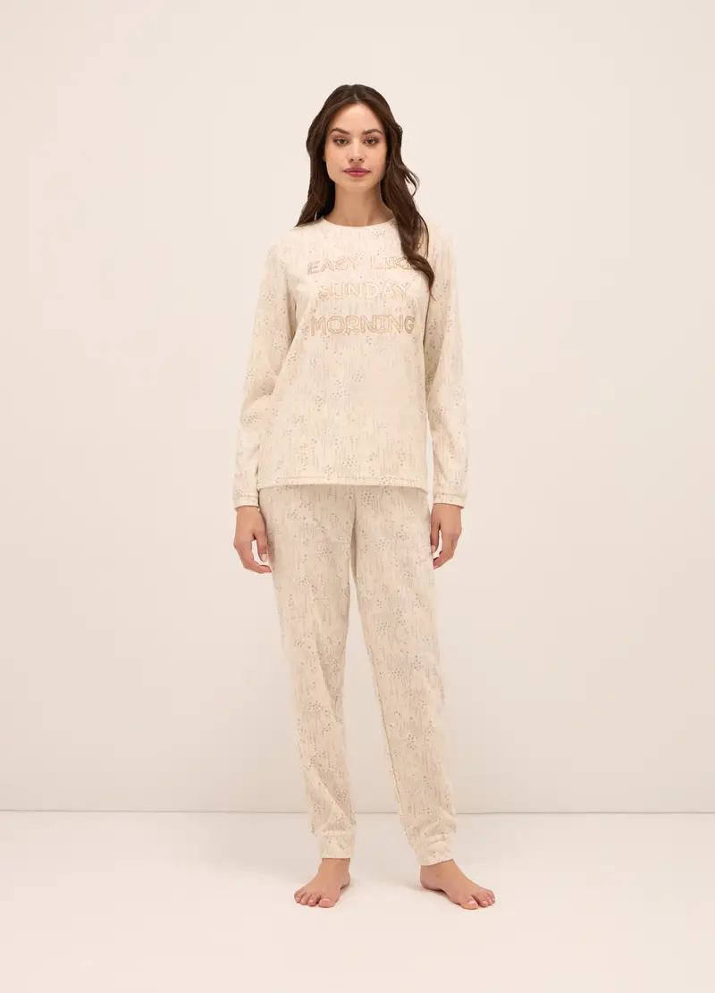 Upim Set Pigiama Lungo In Pile Donna, Bianco