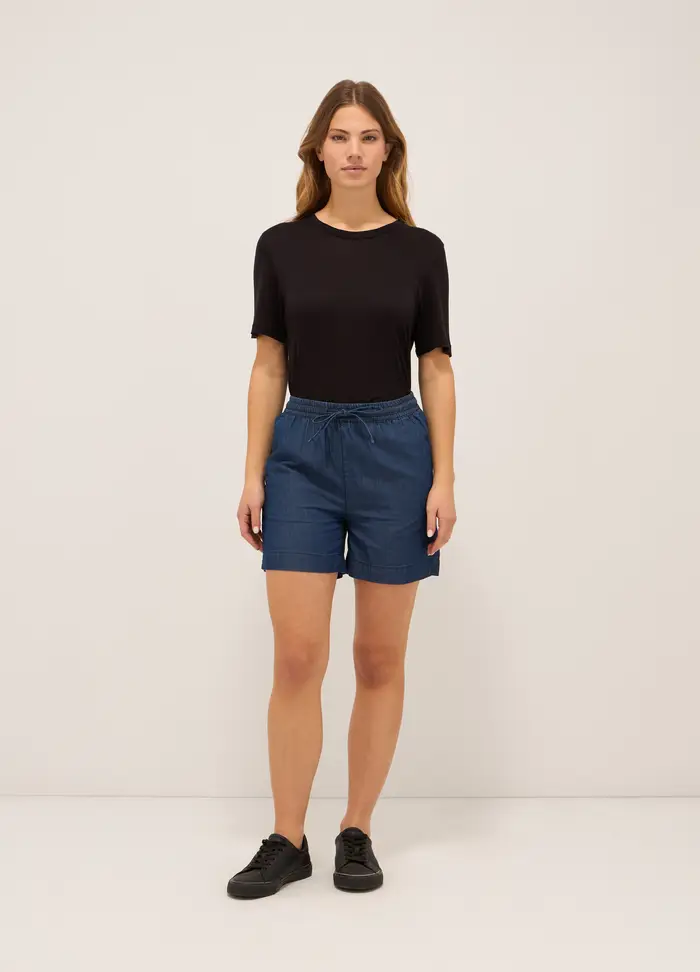 Shorts Fit Regular In Denim Di Puro Cotone Donna, Blu Bluette