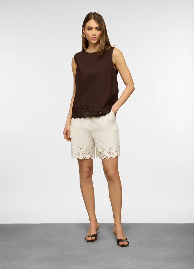 Upim Shorts Fit Regular In Puro Cotone Con Ricamo Donna, Bianco