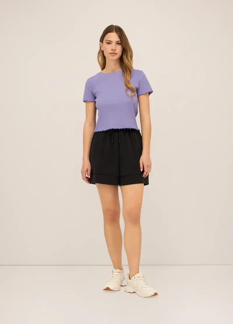 Upim Shorts In Jersey Di Misto Cotone Donna, Nero