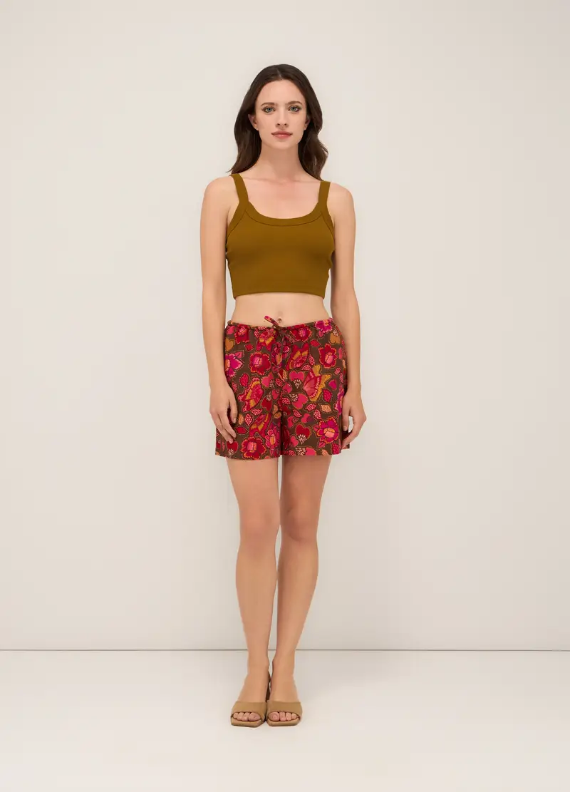 Upim Shorts In Misto Lino Donna, Rosso aragosta