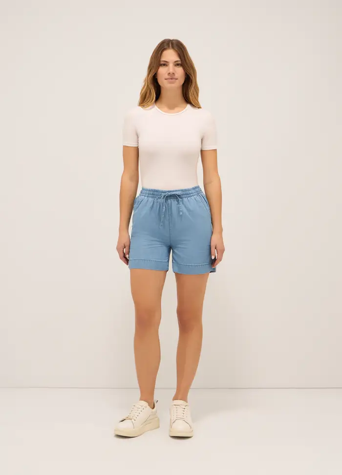 Shorts In Puro Cotone Donna, Blu chiaro