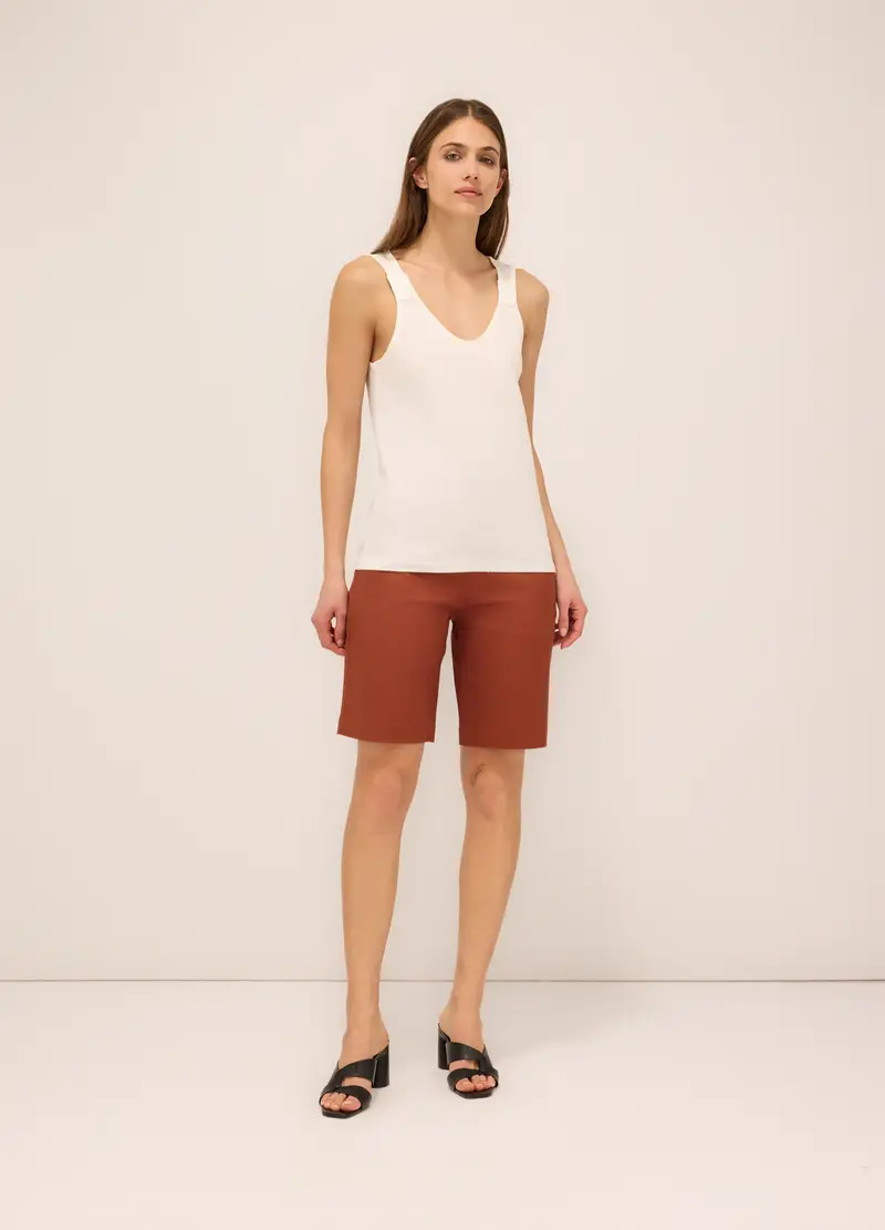 Upim Shorts In Raso Di Cotone Stretch Donna, Marrone cognac