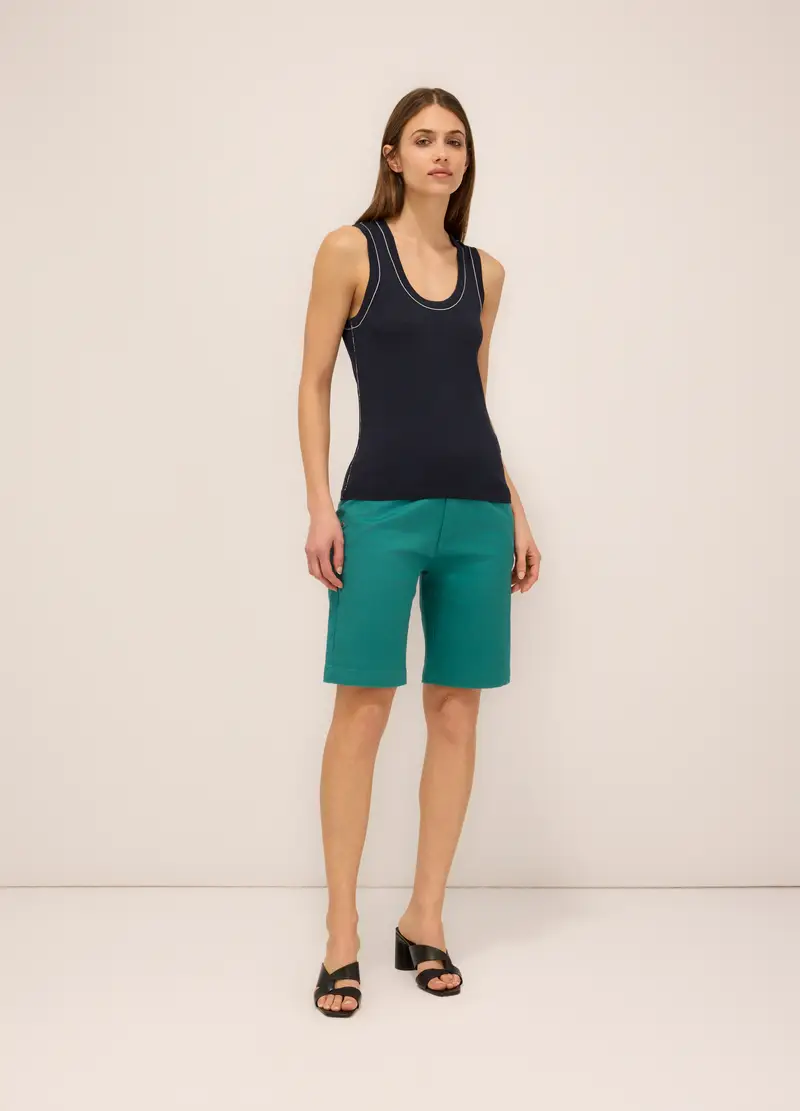 Upim Shorts In Twill Di Cotone Stretch Donna, Verde ottanio