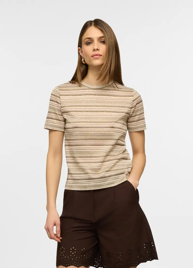 Upim T-shirt A Girocollo In Filo Lurex Donna, Beige