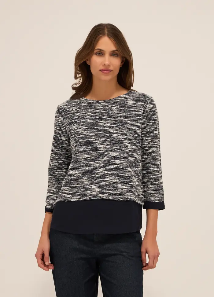 Upim T-shirt Fancy Con Lavorazione Jacquard Donna, Bianco/Blu
