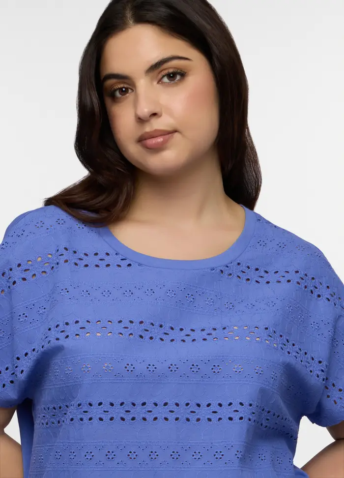 T-shirt Girocollo Donna Curvy, Blu chiaro