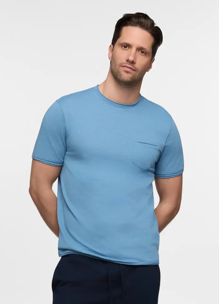 Upim T-shirt In Cotone Con Taschino Uomo, Unisex, Azzurro celeste