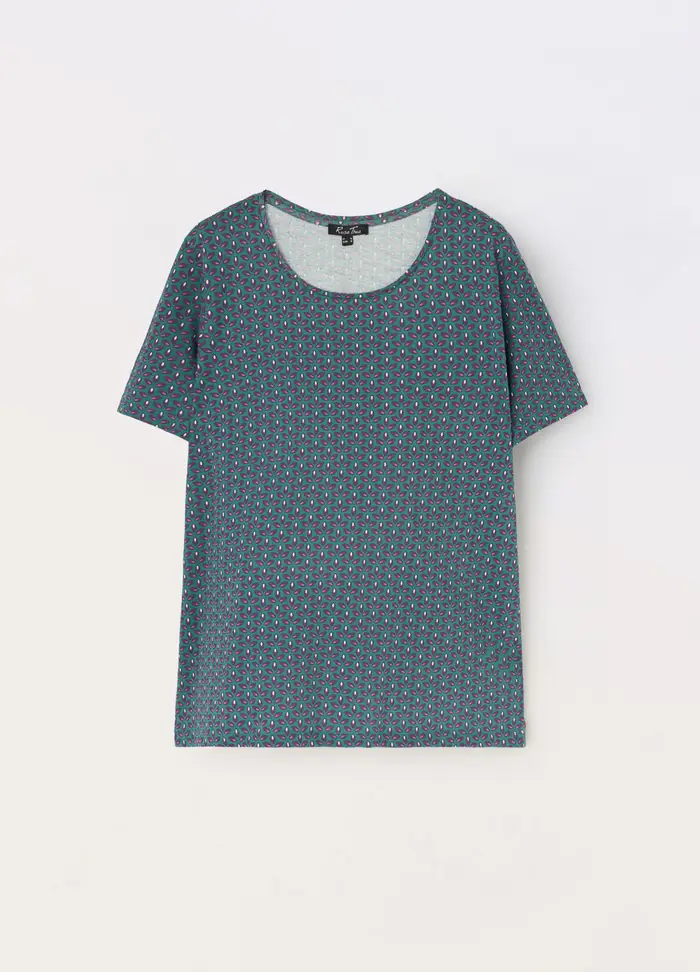 T-shirt In Jersey Di Puro Cotone Donna Curvy, Verde acqua