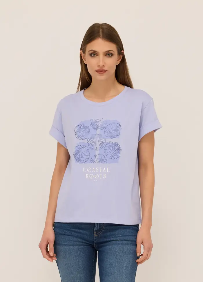 T-shirt In Jersey Di Puro Cotone Donna, Viola lilla