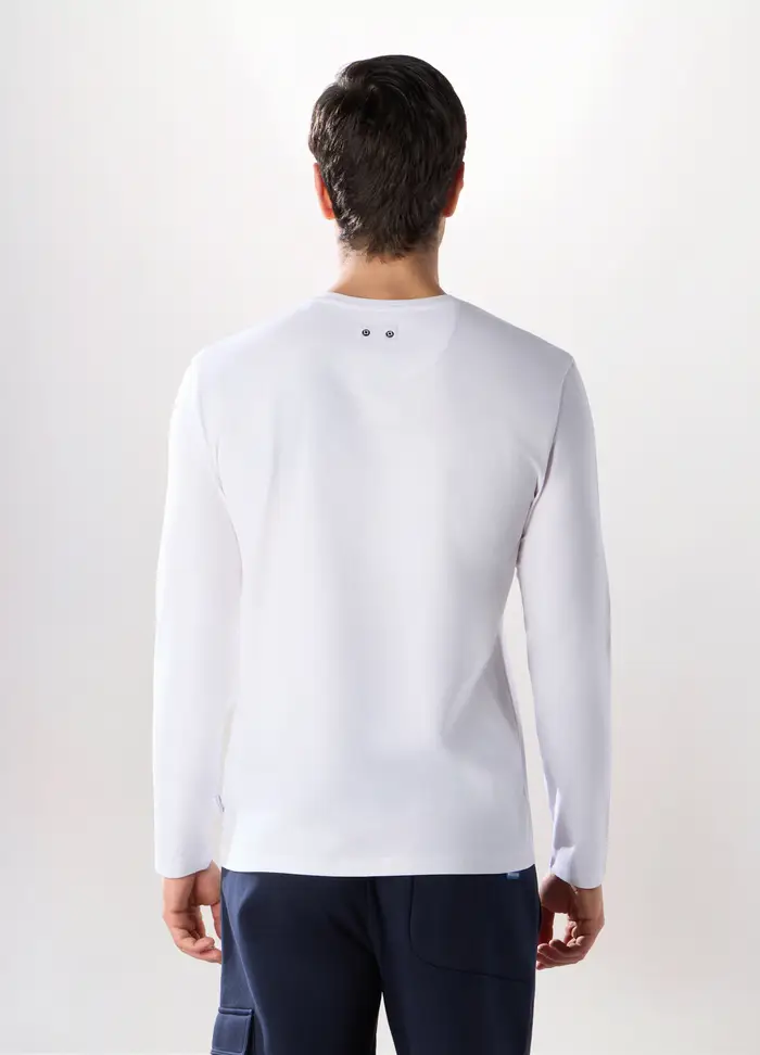 Upim T-shirt Sportiva Collo A V Maniche Lunghe Uomo, Unisex, Bianco latte