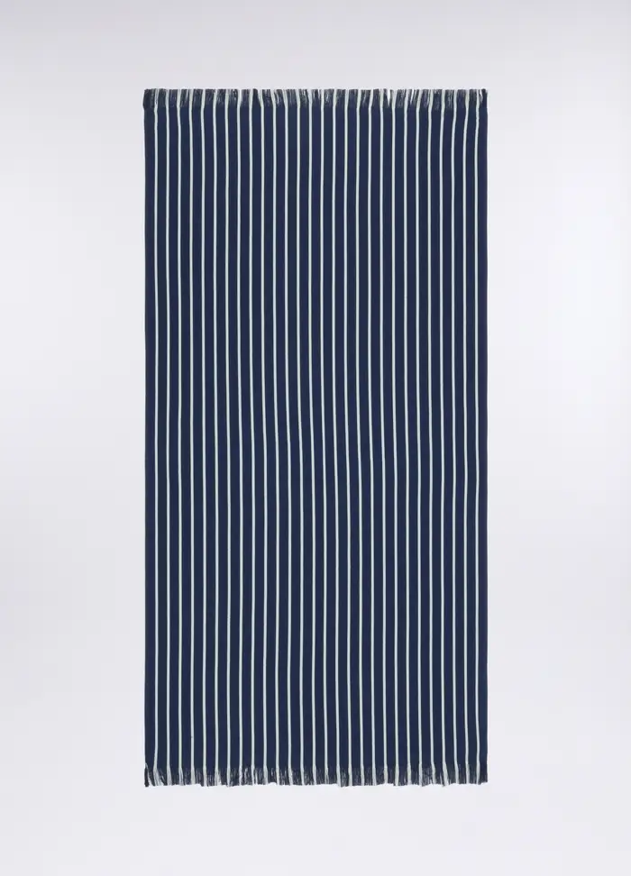 Telo Mare In Spugna Misto Cotone Donna, Blu scuro