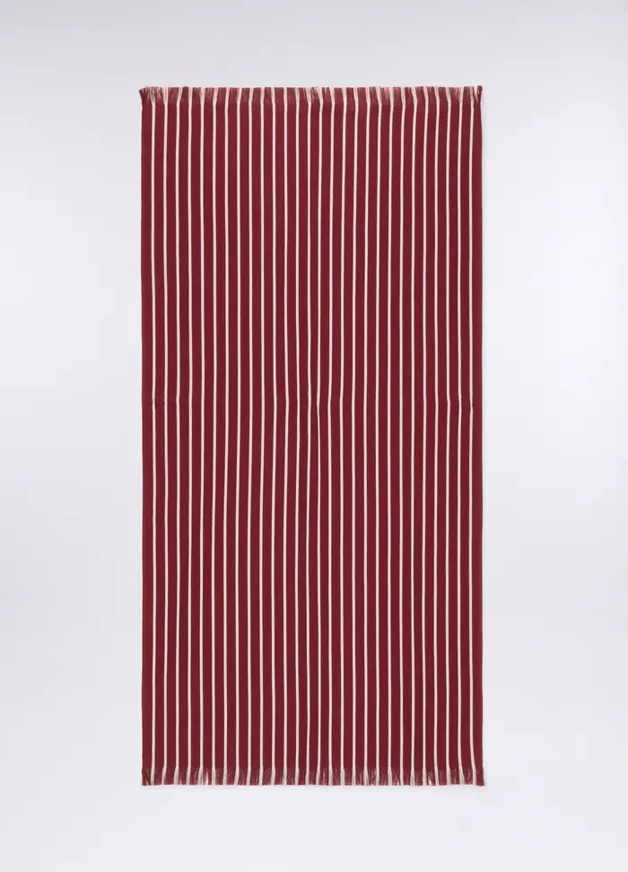 Telo Mare In Spugna Misto Cotone Donna, Rosso scuro
