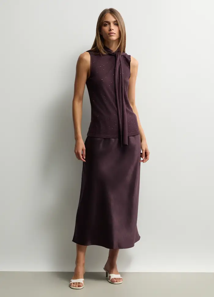 Top Fit Over In Maglia Rasata Donna, Marrone cioccolato