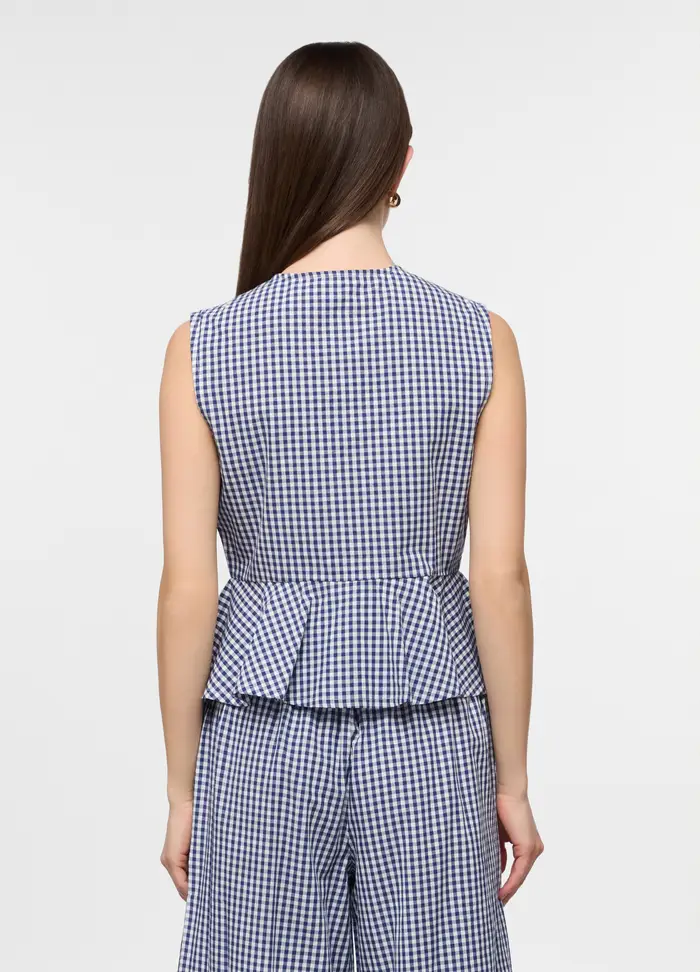 Upim Top Girocollo In Popeline Donna, Bianco/Blu