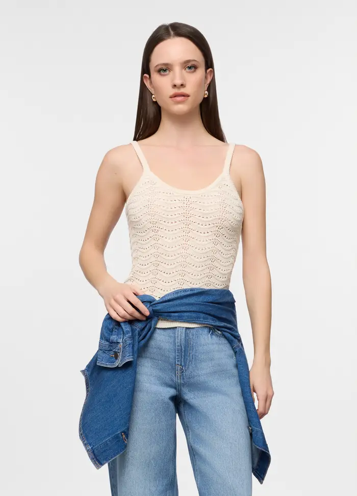 Upim Top In Maglia Misto Viscosa Donna, Bianco avorio
