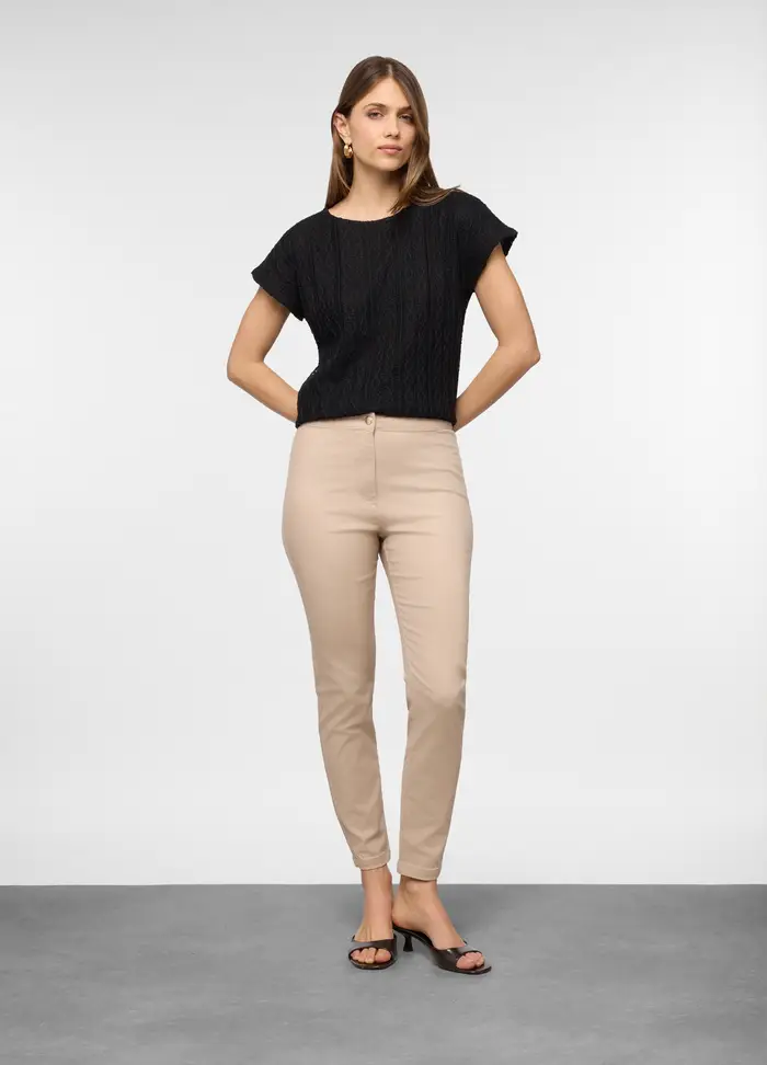 Treggings Slim Fit Donna, Beige chiaro