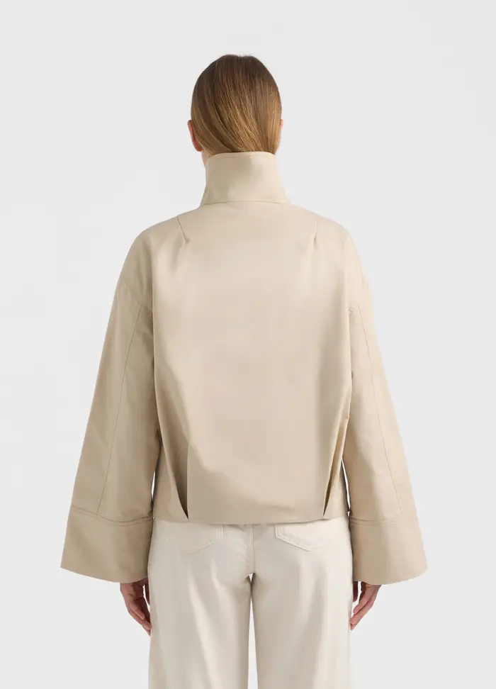Trench Corto Misto Cotone Donna, Unisex, Beige chiaro