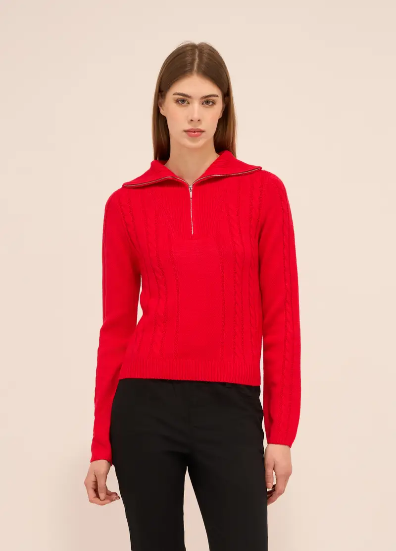 Upim Tricot A Collo Alto Donna, Rosso aragosta