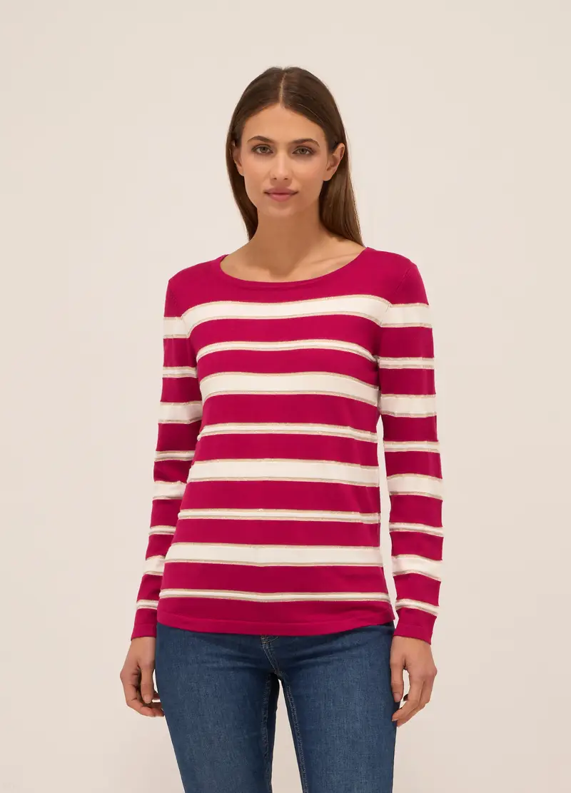 Upim, Tricot A Righe Misto Viscosa Donna, Rosa scuro, Taglia: S