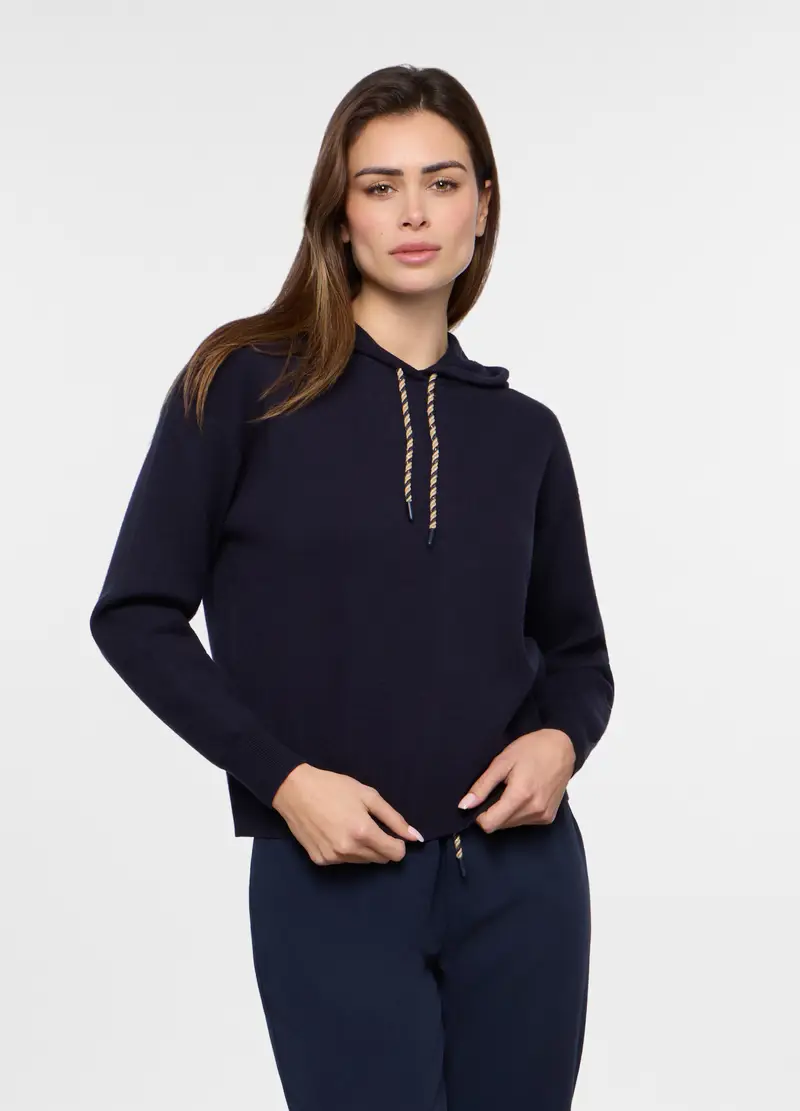 Upim Tricot Con Cappuccio Donna, Blu navy