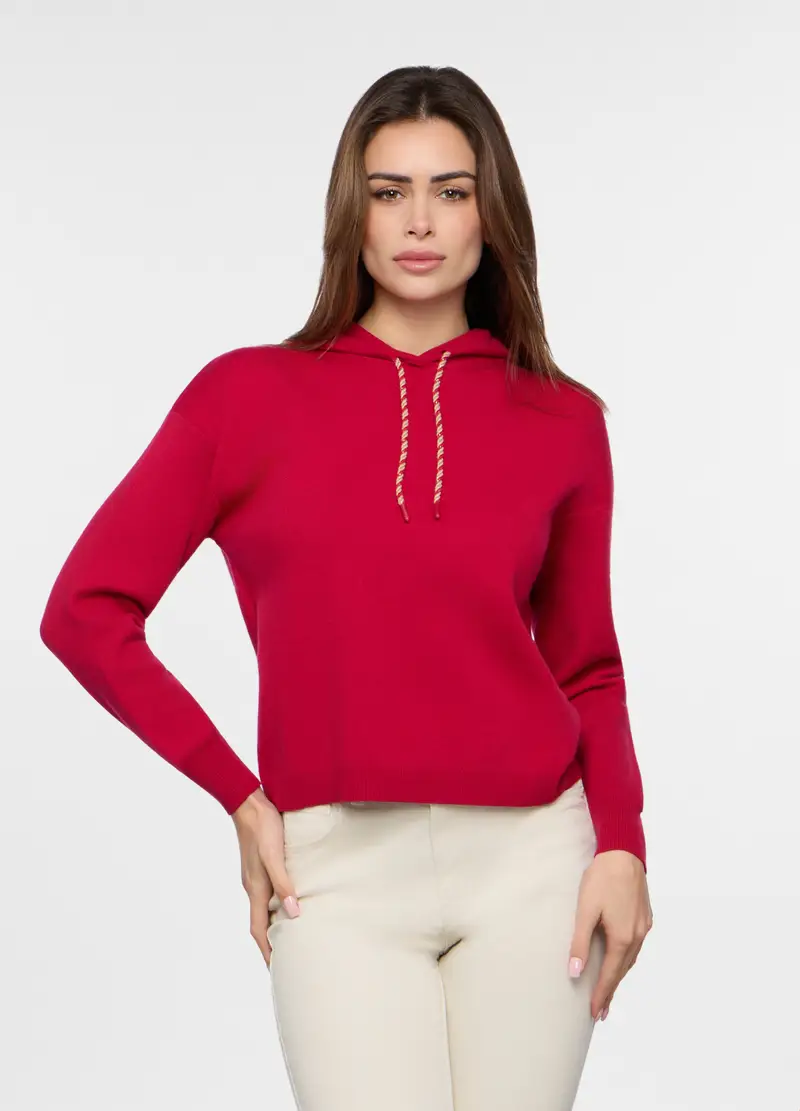 Upim Tricot Con Cappuccio Donna, Rosso aragosta