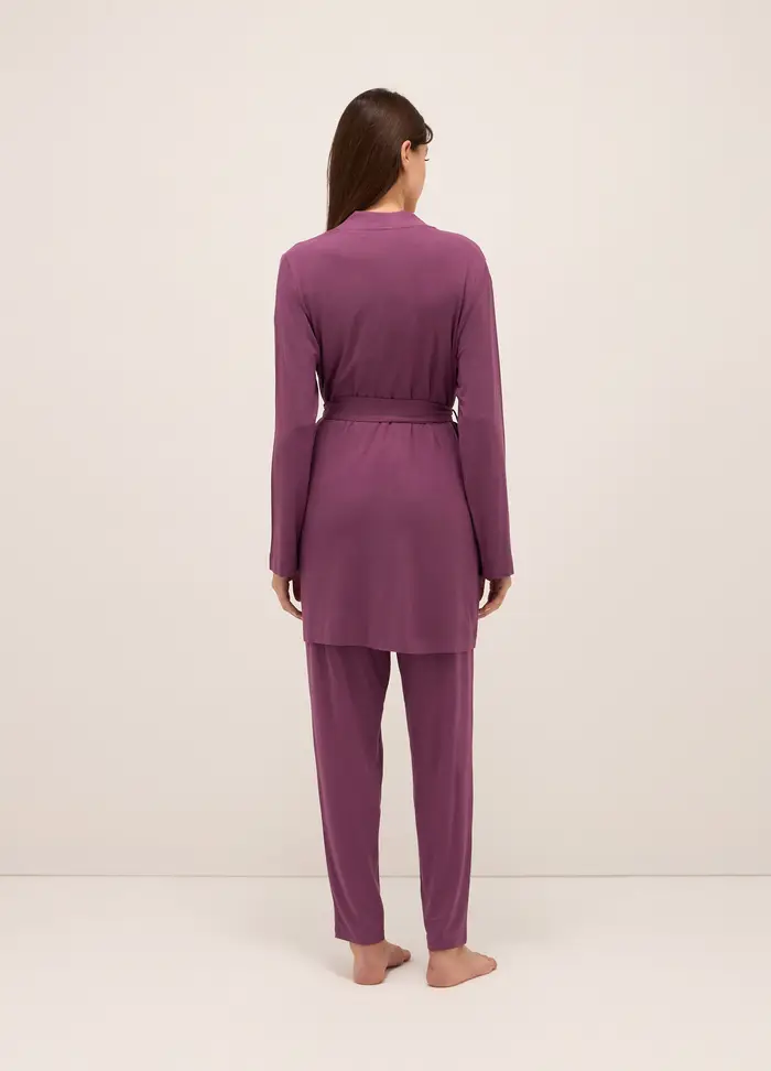 Vestaglia In Modal Stretch Donna, Viola prugna