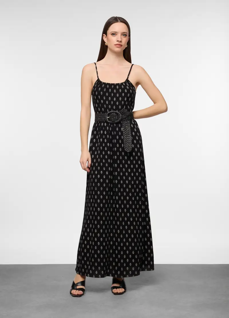 Upim Vestito Lungo Fitted In Misto Lino Donna, Nero