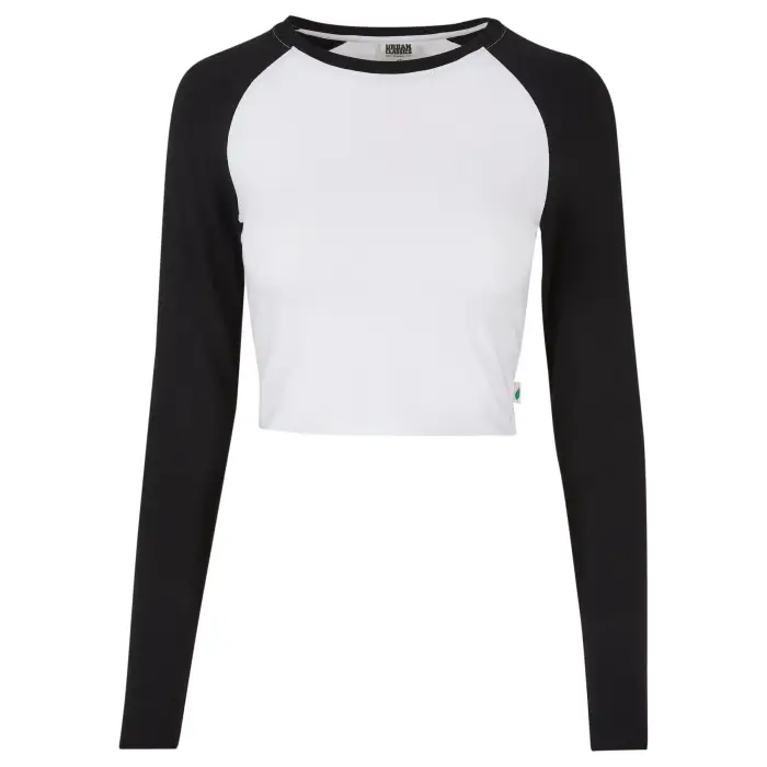 Maglietta bio a maniche lunghe da donna Urban Classics Retro Baseball Blanc