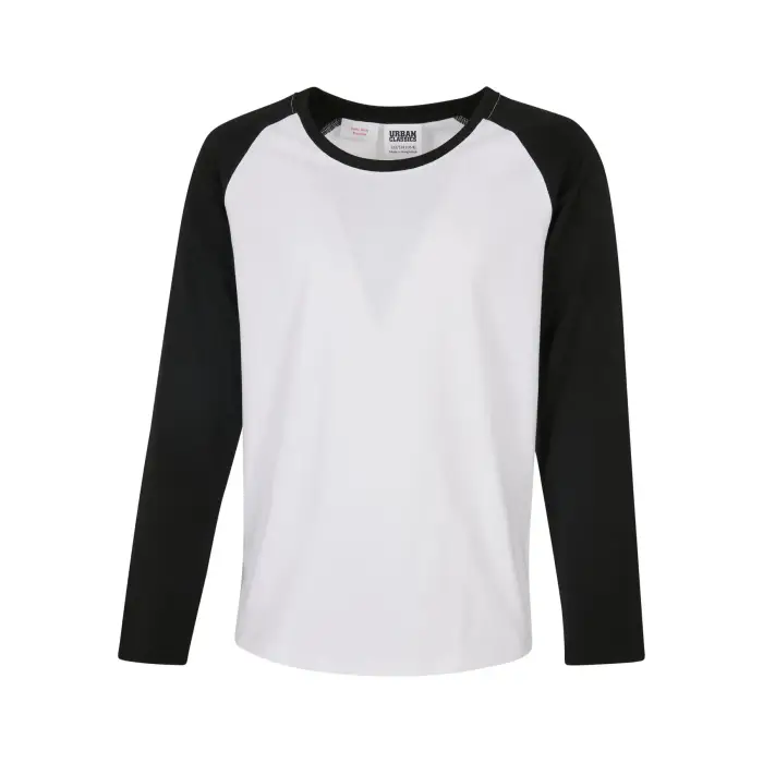 Urban Classics Maglietta raglan a maniche lunghe per bambina Contrast Blanc