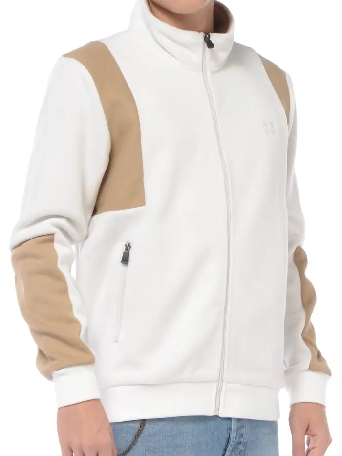URBAN RING felpa da uomo in pile con inserti BEIGE